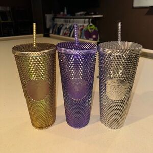 Three Disney x Starbucks Cold Cups